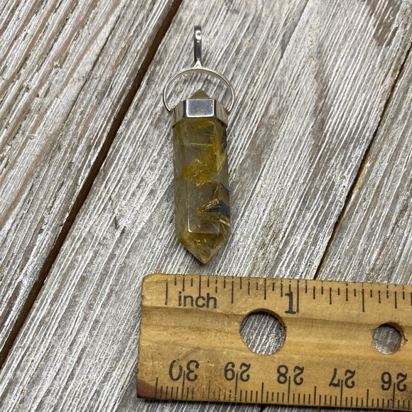 Sterling Silver Pendant, Gold Rutilated quartz stone - Picture 9 of 9